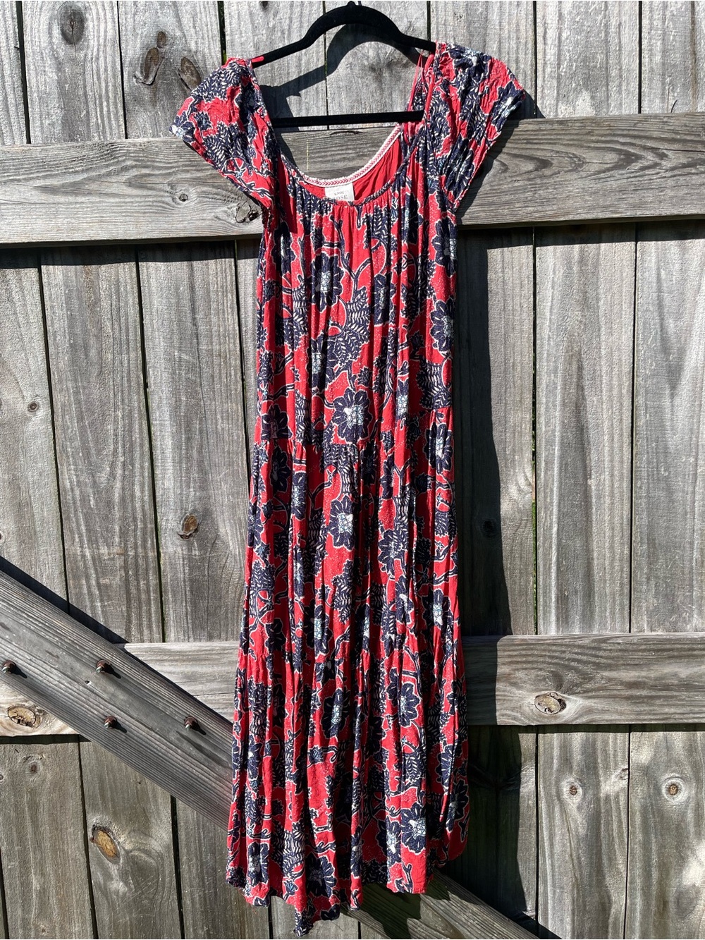 Knox Rose Red & Navy Patterned Maxi Dress Size XS